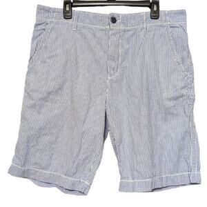 Old Navy Men's Blue & White Striped Slash Pocket Flat Front Cotton Shorts, Sz 38